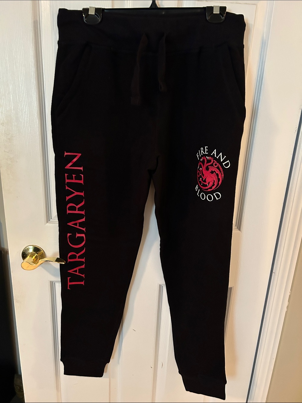 NWOT Black Game of Thrones Targaryen 'Fire and Blood' Jogger Sweatpants